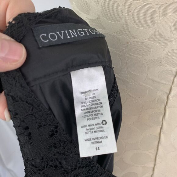 14 Covington Back Zip Skirt Lace Overlay Women's Black Knee Length (23") - Picture 8 of 8